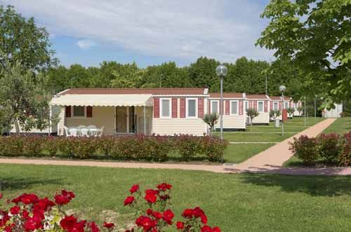 A row of mobile homes in a community